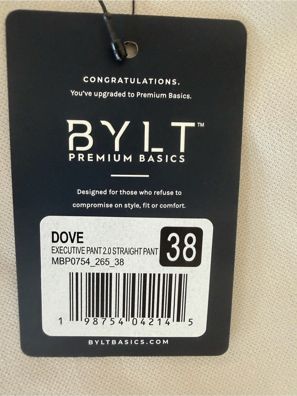 BYLT Premium Basics Executive Pant 2.0 Straight Dove Gray Size 38 - Picture 3 of 7